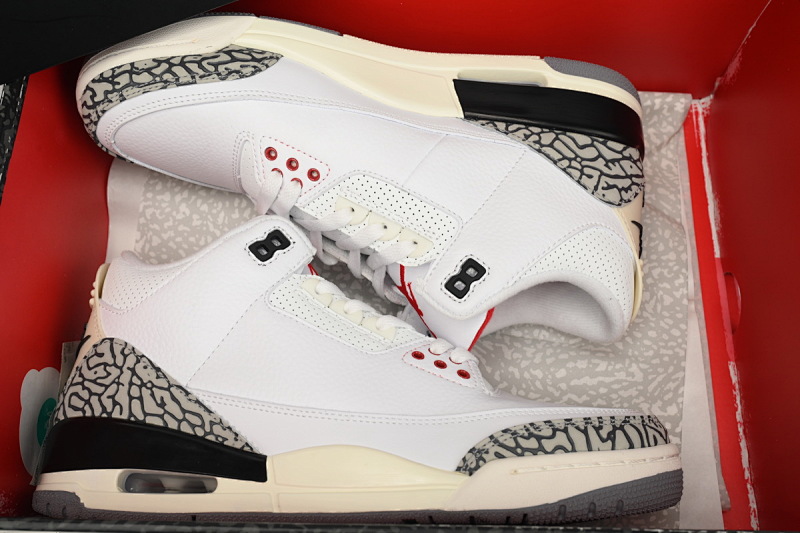 【CA7XH】做旧白水泥  头层乔丹3代篮球鞋 DN3707-100 Air Jordan 3 “White Cement Reimagined