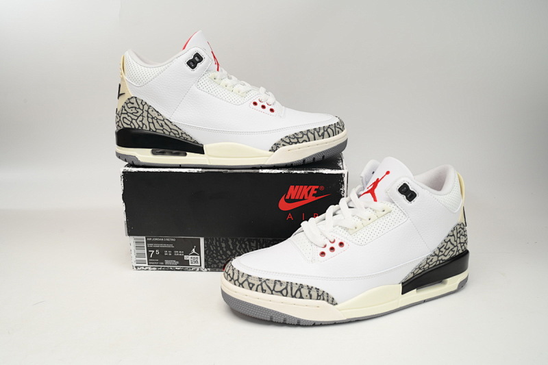 【CA7XH】做旧白水泥  头层乔丹3代篮球鞋 DN3707-100 Air Jordan 3 “White Cement Reimagined