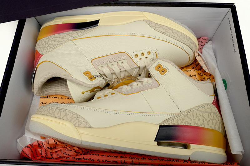 【DA0OG】彩虹  OG版本乔丹3代篮球鞋 FN0344-901 J Balvin x Air Jordan 3 White Blue Red
