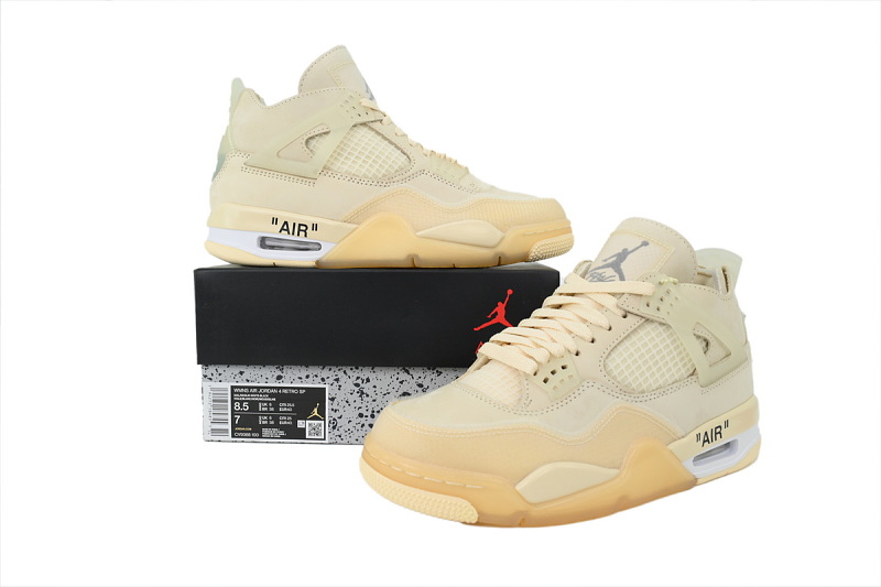 【DA5KZ】-5OW联名 KZ头层乔丹4代篮球鞋  CV9388-100 OFF White x Air Jordan 4 Sail