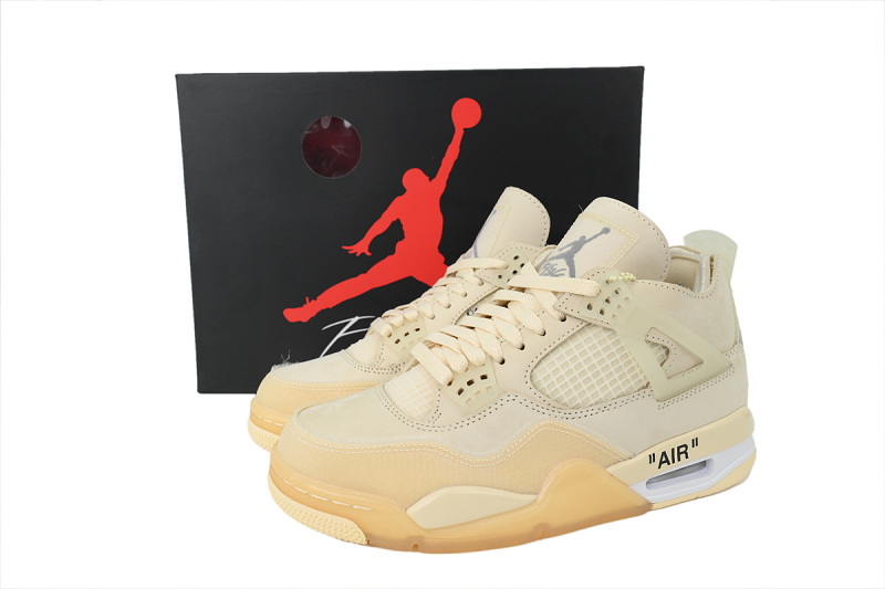 【DA5KZ】-5OW联名 KZ头层乔丹4代篮球鞋  CV9388-100 OFF White x Air Jordan 4 Sail