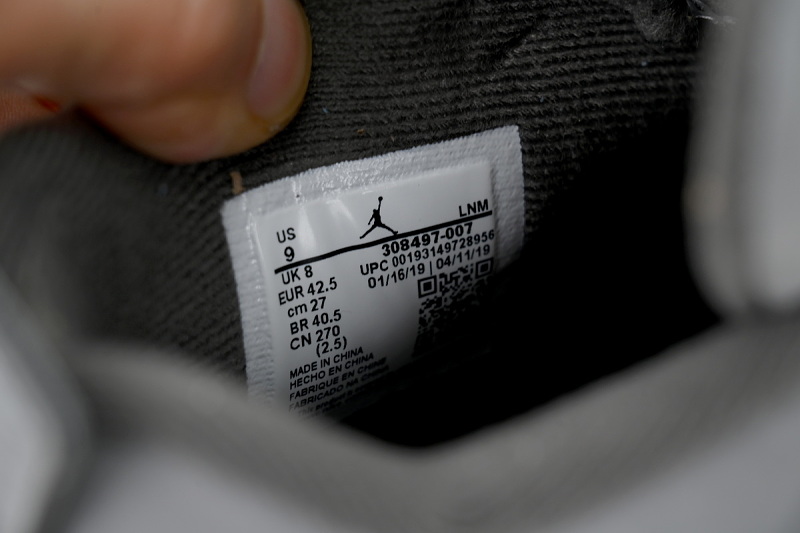 【DA5KZ】-19酷灰 KZ头层乔丹4代篮球鞋  308497-007 Air Jordan 4 Retro Cool Grey