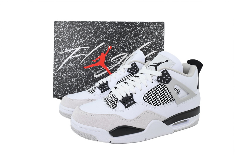 【DA5KZ】-4白水泥2.0 KZ头层乔丹4代篮球鞋 DH6927-111 Air Jordan 4 Retro Military Black