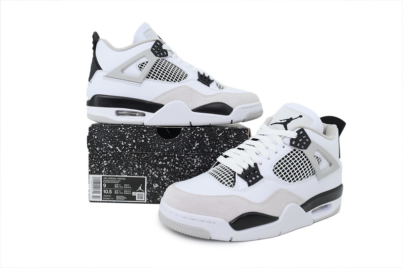 【DA5KZ】-4白水泥2.0 KZ头层乔丹4代篮球鞋 DH6927-111 Air Jordan 4 Retro Military Black