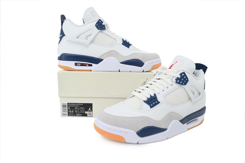 【DA5KZ】-53白宝蓝 KZ头层乔丹4代篮球鞋 DR5415-100 Nike SB x Air Jordan 4 Retro SP 'Navy'