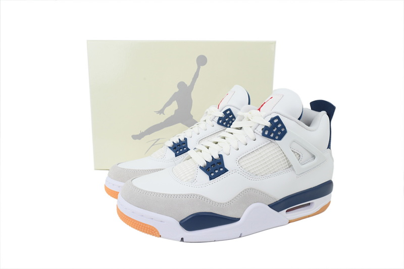 【DA5KZ】-53白宝蓝 KZ头层乔丹4代篮球鞋 DR5415-100 Nike SB x Air Jordan 4 Retro SP 'Navy'