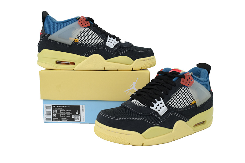 【DA5KZ】-9UN联名黑蓝  KZ版乔丹4代篮球鞋 DC9533-001 Union LA x Air Jordan 4 Retro SP Off Noir Black