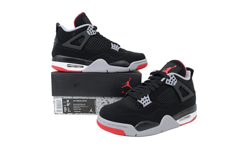 【BA1KZ】-6黑红公牛 KZ版乔丹4代篮球鞋 308497-060 Air Jordan 4 Retro Bred