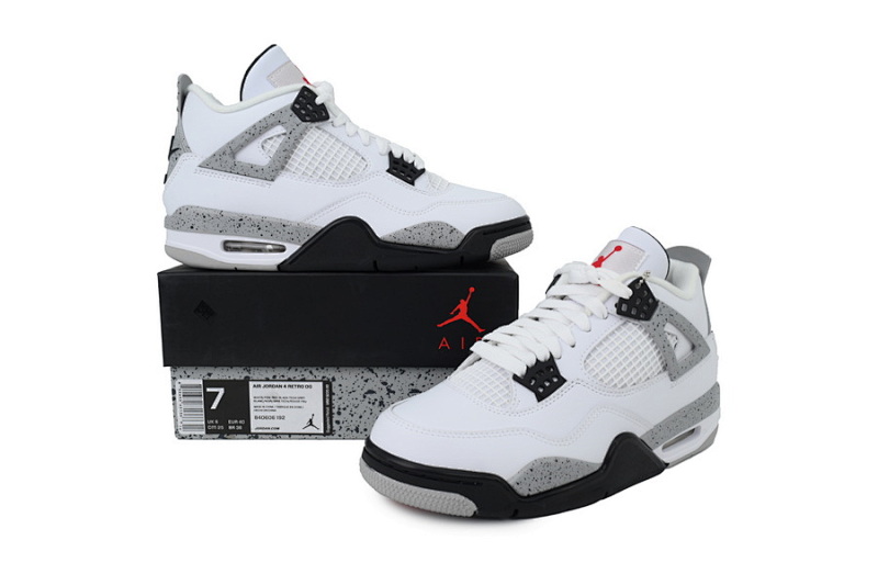 【BA1KZ】-3白水泥1.0  KZ版乔丹4代篮球鞋 840606-192  Air Jordan 4 Retro White Cement