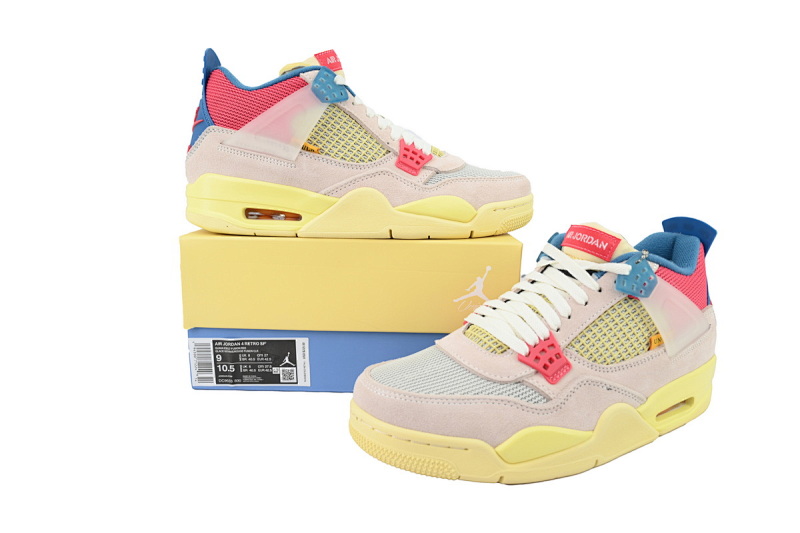 【CA0XH】粉红蓝 头层皮乔丹4代篮球鞋 DC9533-800 Union LA x Air Jordan 4 Retro “Guava Ice