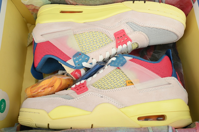 【CA0XH】粉红蓝 头层皮乔丹4代篮球鞋 DC9533-800 Union LA x Air Jordan 4 Retro “Guava Ice
