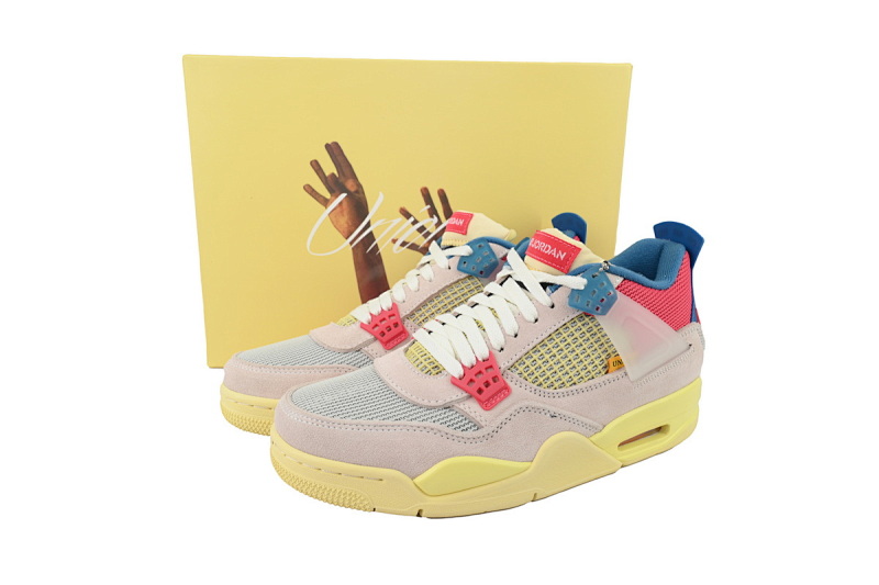 【CA0XH】粉红蓝 头层皮乔丹4代篮球鞋 DC9533-800 Union LA x Air Jordan 4 Retro “Guava Ice