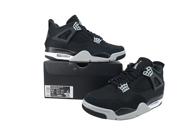 【CA0XH】黑帆布 头层皮乔丹4代篮球鞋 DH7138-006 Air Jordan 4 Retro Black Canvas