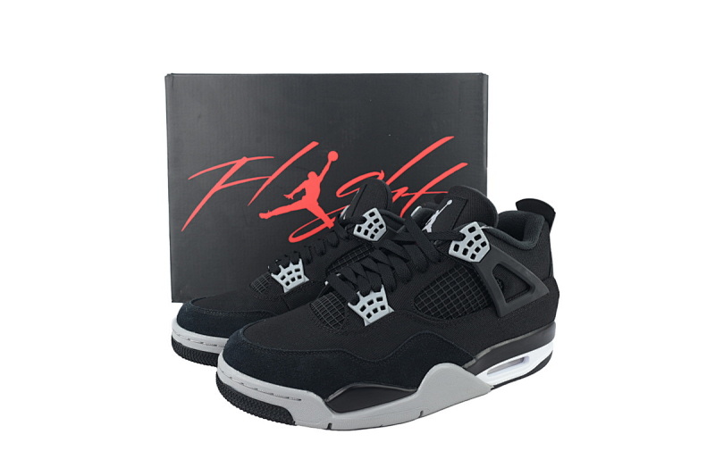 【CA0XH】黑帆布 头层皮乔丹4代篮球鞋 DH7138-006 Air Jordan 4 Retro Black Canvas