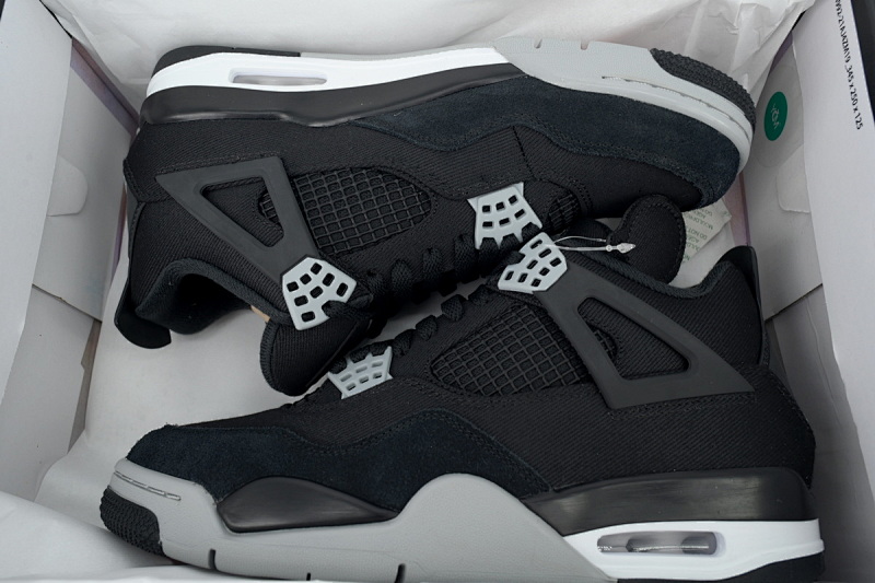 【CA0XH】黑帆布 头层皮乔丹4代篮球鞋 DH7138-006 Air Jordan 4 Retro Black Canvas