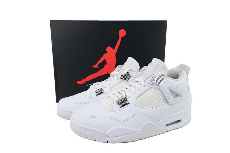 【CA0XH】纯白银扣 头层皮乔丹4代篮球鞋 308497-100 Air Jordan 4 Retro Pure Money