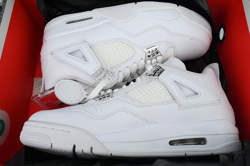 【CA0XH】纯白银扣 头层皮乔丹4代篮球鞋 308497-100 Air Jordan 4 Retro Pure Money