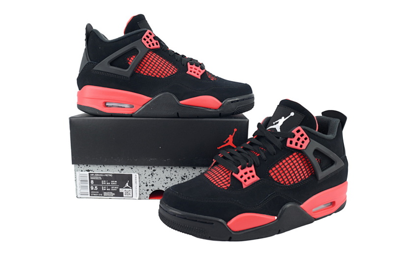 【CA0XH】黑红雷电 头层皮乔丹4代篮球鞋  CT8527-016 Air Jordan 4 Red Thunder
