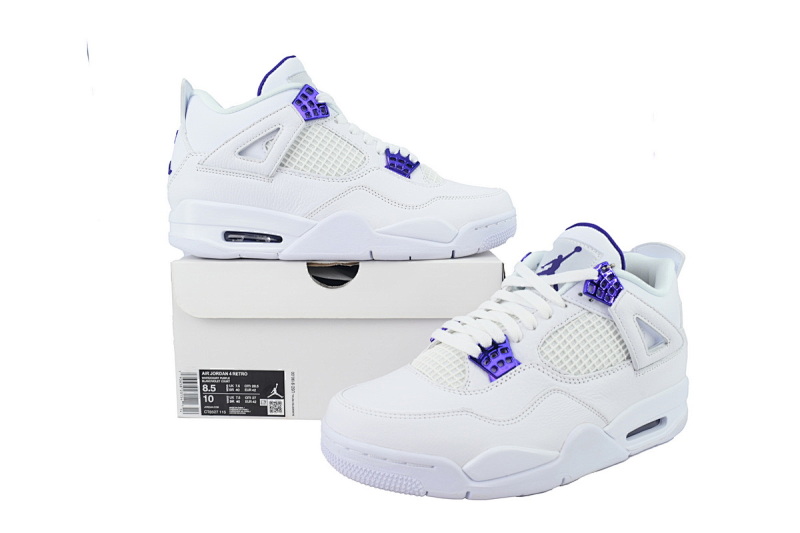 【CA0XH】白紫扣 头层皮乔丹4代篮球鞋 CT8527-115 Air Jordan 4 Retro Purple Metallic