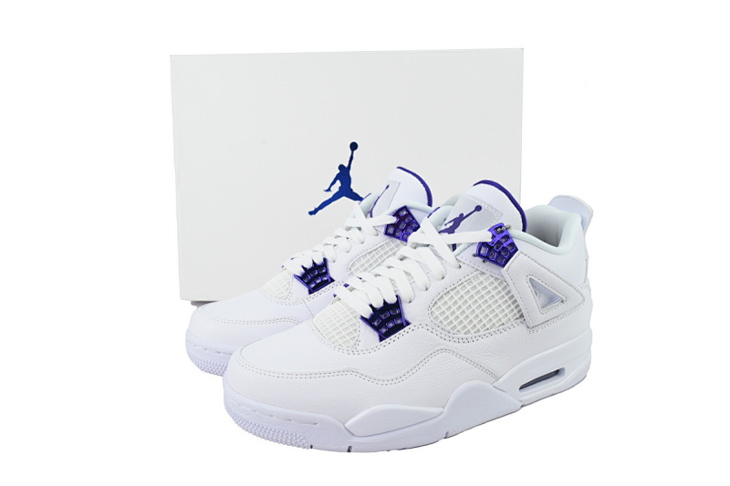 【CA0XH】白紫扣 头层皮乔丹4代篮球鞋 CT8527-115 Air Jordan 4 Retro Purple Metallic