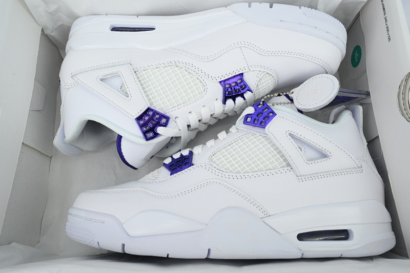 【CA0XH】白紫扣 头层皮乔丹4代篮球鞋 CT8527-115 Air Jordan 4 Retro Purple Metallic
