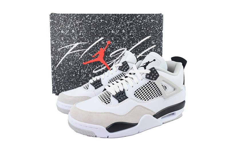 【CA0XH】灰白黑 头层皮乔丹4代篮球鞋 DH6927-111 Air Jordan 4 Retro Military Black