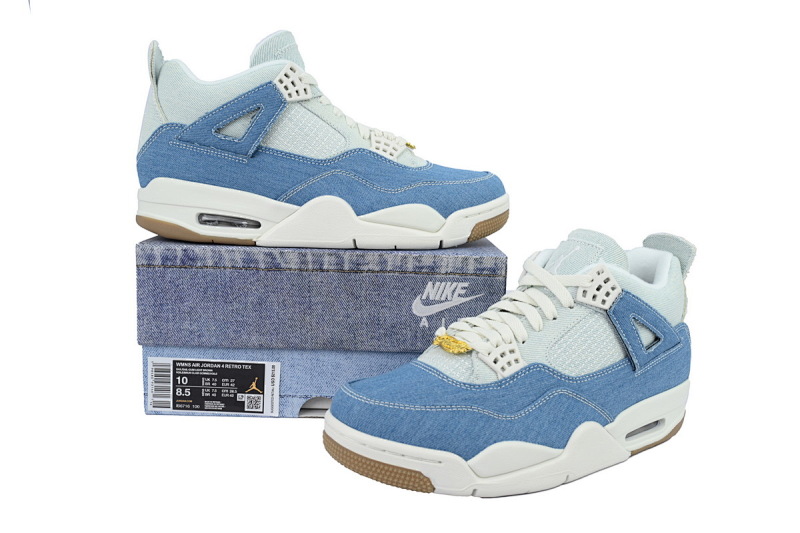 【CA0XH】水洗丹宁 头层皮乔丹4代篮球鞋 IB6716-100 Air Jordan 4 Retro TEX 'Worn Blue Denim'