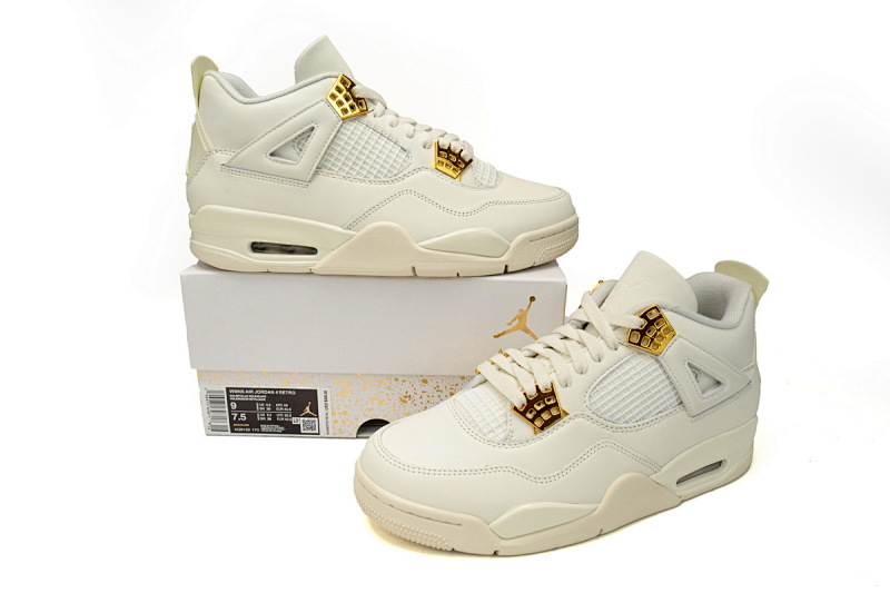 【CA0XH】白金扣 头层皮乔丹4代篮SB联名球鞋 AQ9129-170 Nike Air Jordan 4 WMNS "Sail"