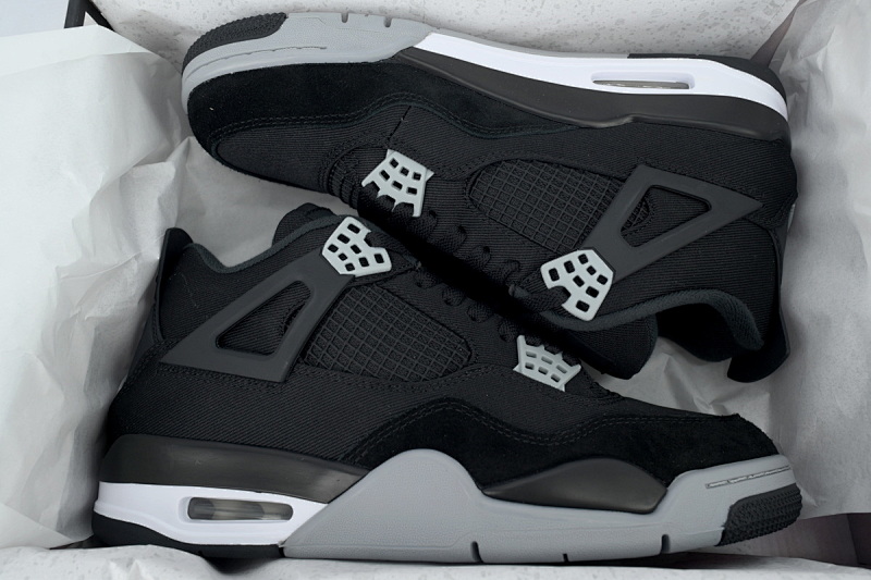【BA7PB】小阿姆黑色  本地乔丹4代篮球鞋 DH7138-006 Air Jordan 4 Retro Black Canvas