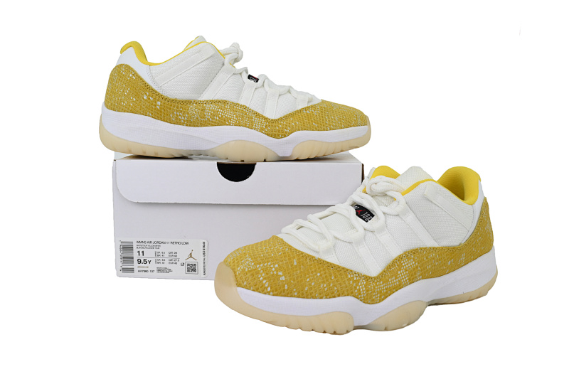 【BH3XH】低帮黄蛇 真碳头层乔丹11代篮球运动鞋 AH7860-107 Air Jordan 11 Retro Low WMNS “Yellow Snakeskin