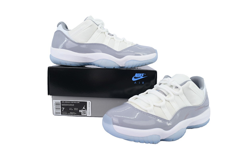 【BH3XH】低帮水泥灰 真碳头层乔丹11代篮球运动鞋 AV2187-140 Air Jordan 11 Low “Cement Grey”