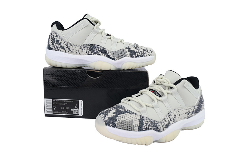 【BH3XH】低帮白蛇 真碳头层乔丹11代篮球运动鞋 CD6846-002 Air Jordan 11 Retro Low Light Bone Snakeskin