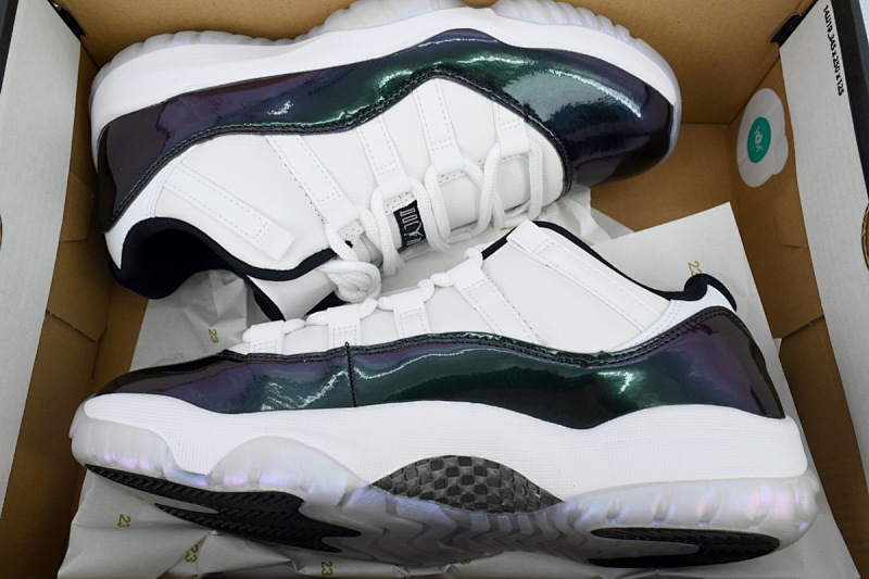 【BH3XH】低帮变色龙 真碳头层乔丹11代篮球运动鞋 528895-145 Air Jordan 11 Retro Low Emerald