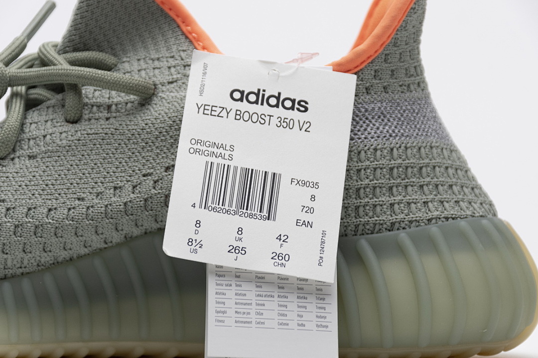【AA1AH】沙橙星9035   本地版阿迪达斯椰子350二代真爆米花 FX9035 adidas Yeezy Boost 350 V2 “Desert Sage”
