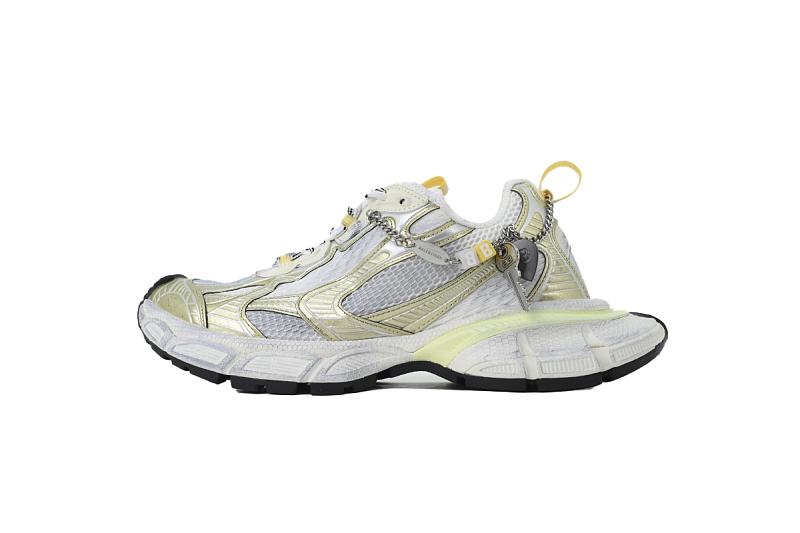 【DA0LJ】3XL挂饰LZ-1 巴黎10代跑鞋 734734 W3XCN 9711 Balenciaga 3XL Sneaker 'Worn-Out - White, yellow, silver