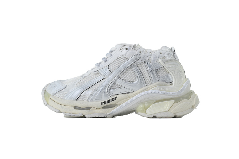 【EA1LJ】全白-1 巴黎世家7.5代灯鞋减震运动跑步鞋 853223 WRNLD 0102 Balenciaga Runner White