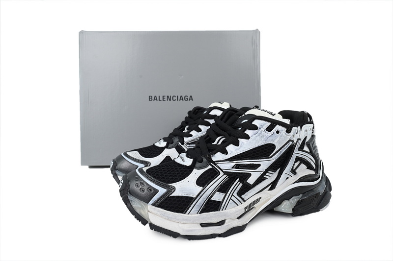【EA1LJ】黑白-5 巴黎世家7代灯鞋减震运动跑步鞋 853225 WRNLD 9010 Balenciaga Runner Black and White