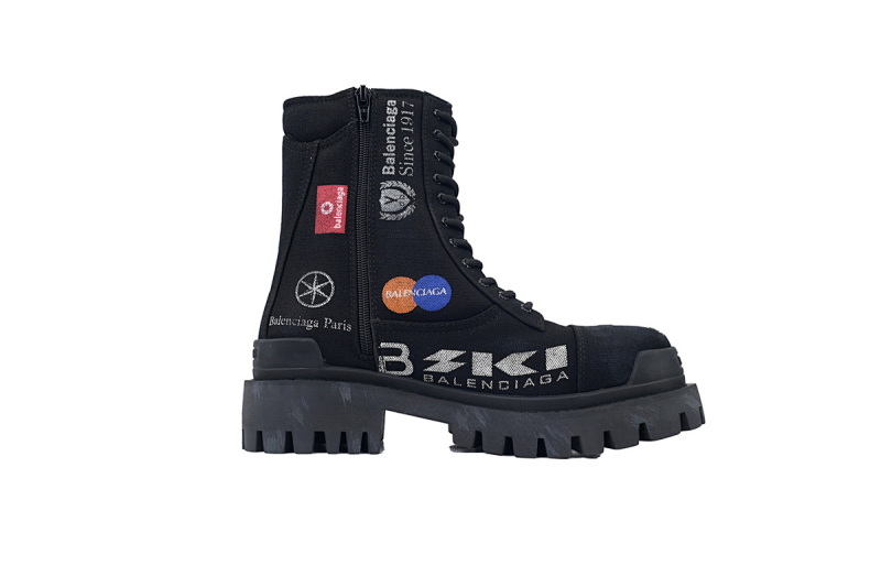 【EA1ET】CS联名涂鸦 Balenciaga Strike Combat 帆布 圆头拉链 短靴 Co Branded Graffiti