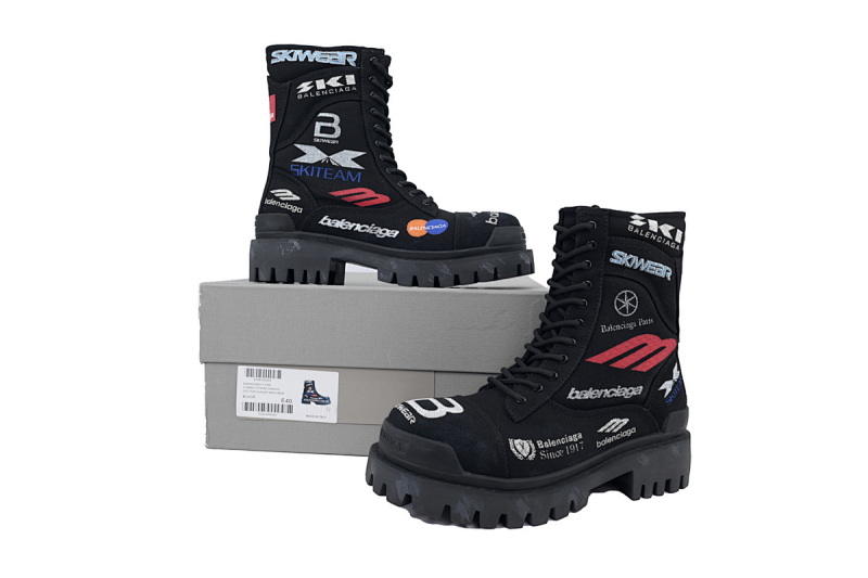 【EA1ET】CS联名涂鸦 Balenciaga Strike Combat 帆布 圆头拉链 短靴 Co Branded Graffiti
