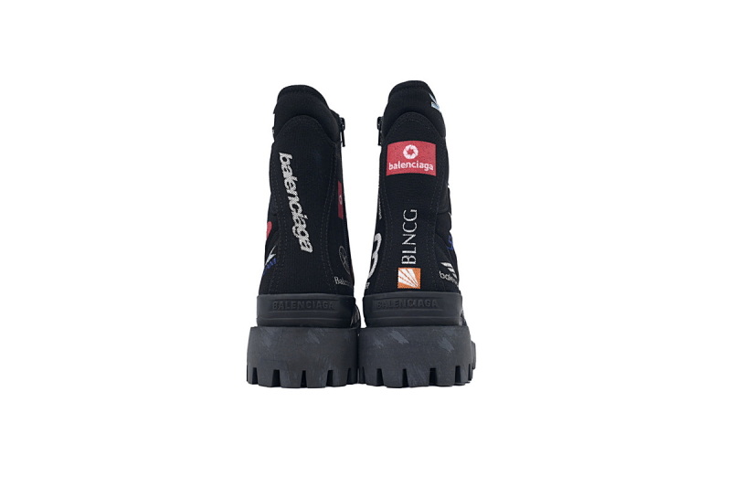 【EA1ET】CS联名涂鸦 Balenciaga Strike Combat 帆布 圆头拉链 短靴 Co Branded Graffiti