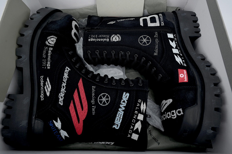 【EA1ET】CS联名涂鸦 Balenciaga Strike Combat 帆布 圆头拉链 短靴 Co Branded Graffiti