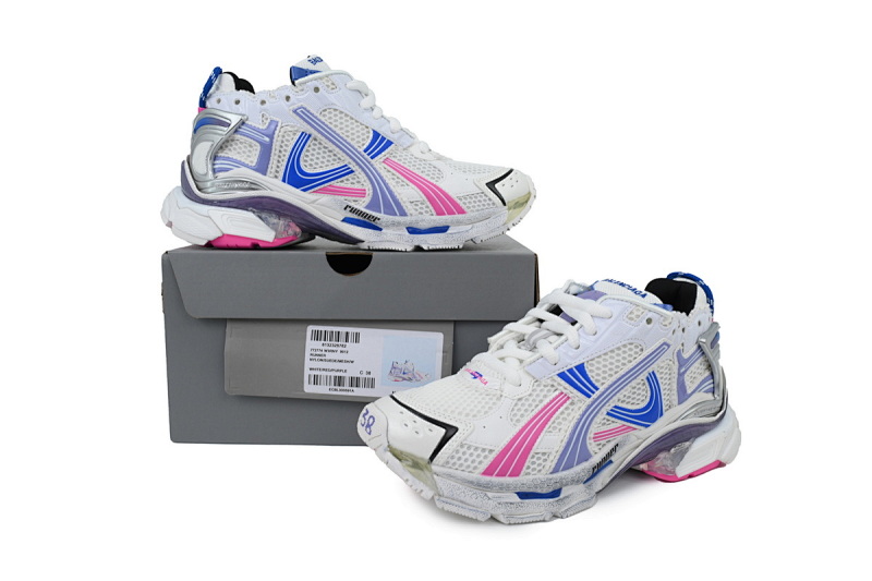 【CA1P7】白紫粉 巴黎世家7.5代减震运动跑步鞋 Balenciaga White Purple Powder