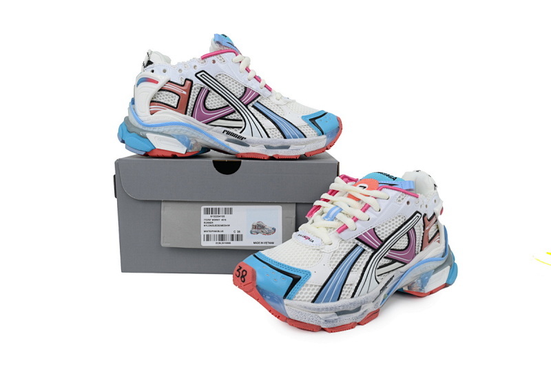 【CA1P7】白粉蓝 巴黎世家7.5代减震运动跑步鞋 772767 W3RMU 9458 Balenciaga Wmns Runner Sneaker 'Grey Multi-Color'