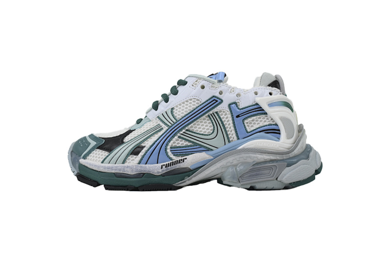 【CA1P7】白黑绿 巴黎世家7.5代减震运动跑步鞋 772774 W3RMU 0623 Balenciaga Runner Sneaker 'White Green Blue'