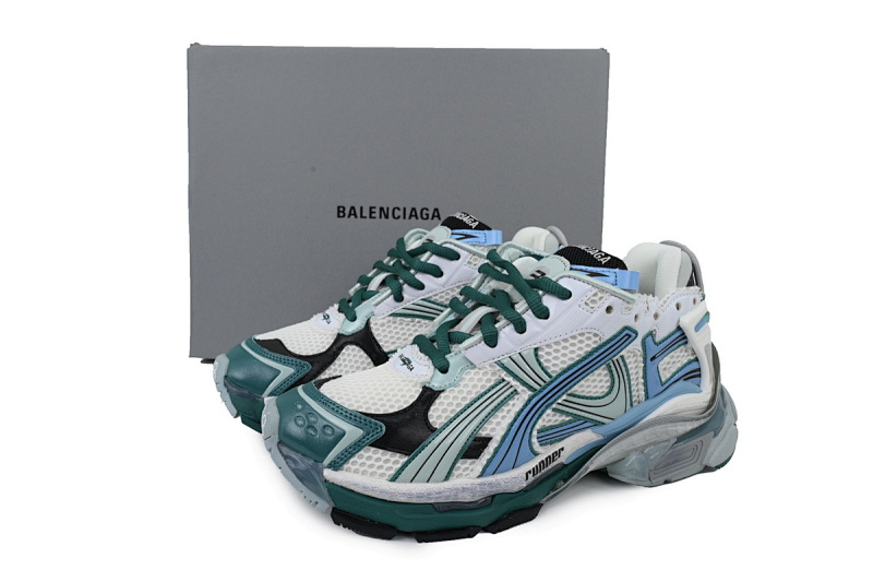 【CA1P7】白黑绿 巴黎世家7.5代减震运动跑步鞋 772774 W3RMU 0623 Balenciaga Runner Sneaker 'White Green Blue'