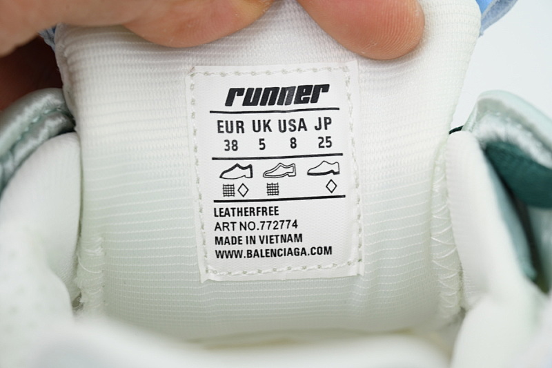 【CA1P7】白黑绿 巴黎世家7.5代减震运动跑步鞋 772774 W3RMU 0623 Balenciaga Runner Sneaker 'White Green Blue'