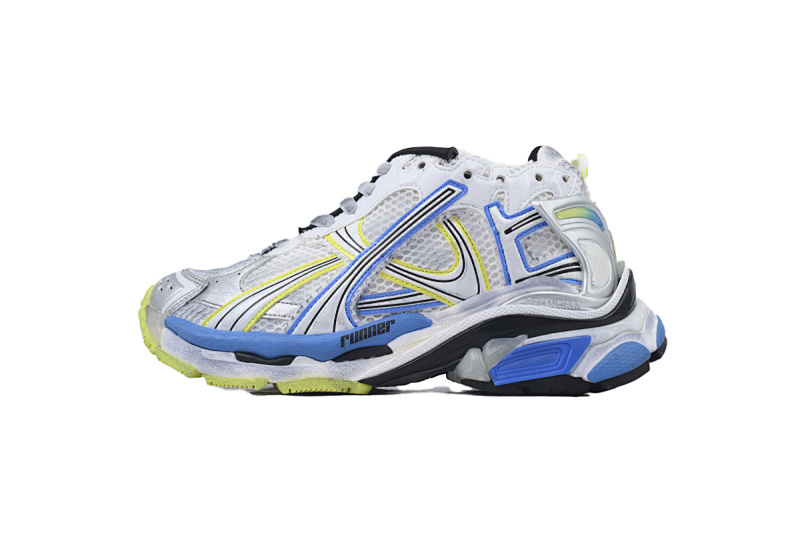 【EA0LJ】白兰黄-26 巴黎世家7.5代减震运动跑步鞋 772767 W3RNY 0213 Balenciaga Runner Sneaker White Blue Yellow