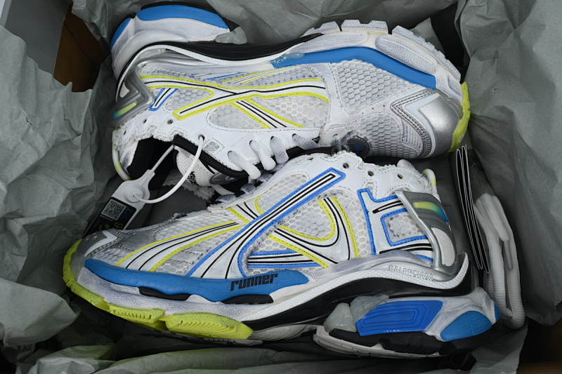 【EA0LJ】白兰黄-26 巴黎世家7.5代减震运动跑步鞋 772767 W3RNY 0213 Balenciaga Runner Sneaker White Blue Yellow