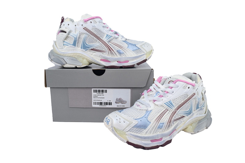 【EA0LJ】白蓝粉-36 巴黎世家7.5代减震运动跑步鞋 772767 WRUNG 3120 Balenciaga Runner Sneaker White Blue Pink