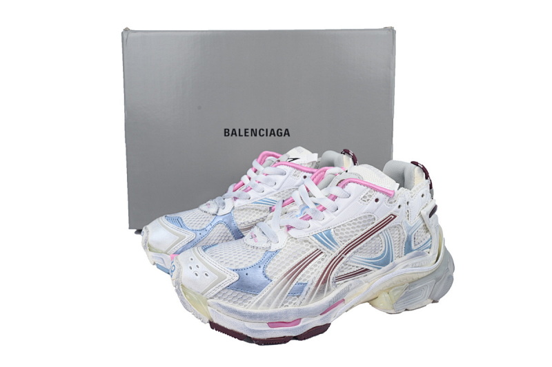 【EA0LJ】白蓝粉-36 巴黎世家7.5代减震运动跑步鞋 772767 WRUNG 3120 Balenciaga Runner Sneaker White Blue Pink